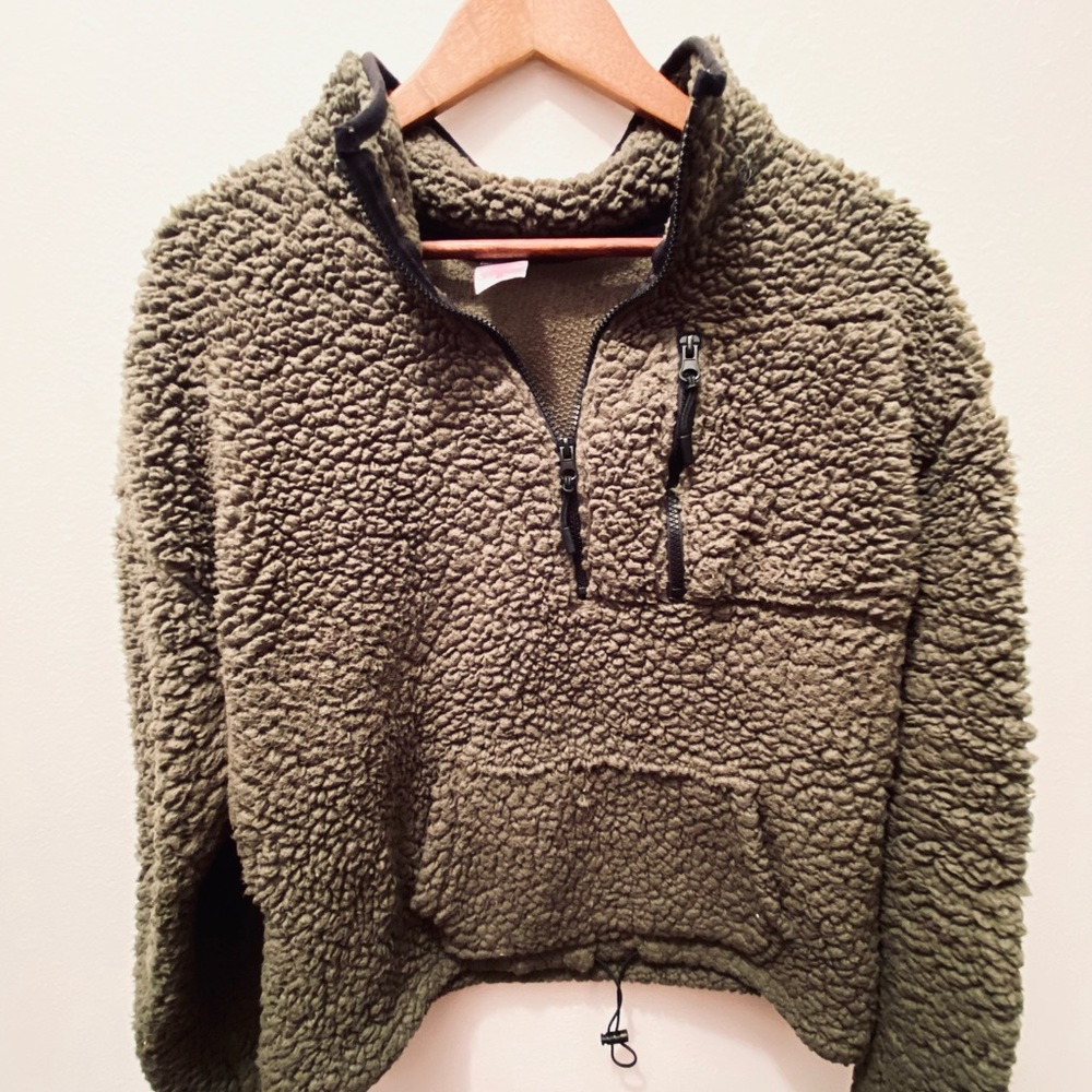 XXXL (size 21) OLIVE GREEN NO BOUNDARIES SHERPA PULLOVER